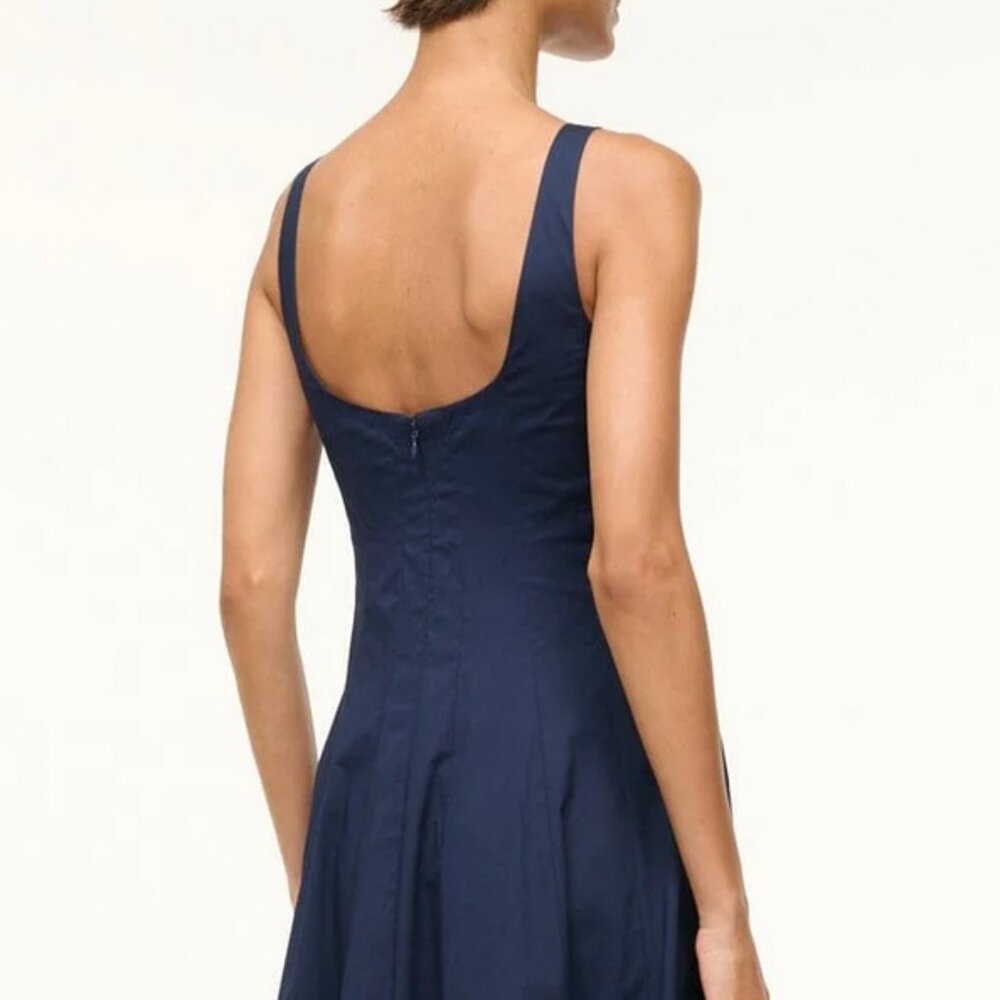 BEST STAUD Wells Midi Dress Sz6/8/10 Navy Blue Classic Cotton Party Wedding - Picture 11 of 12